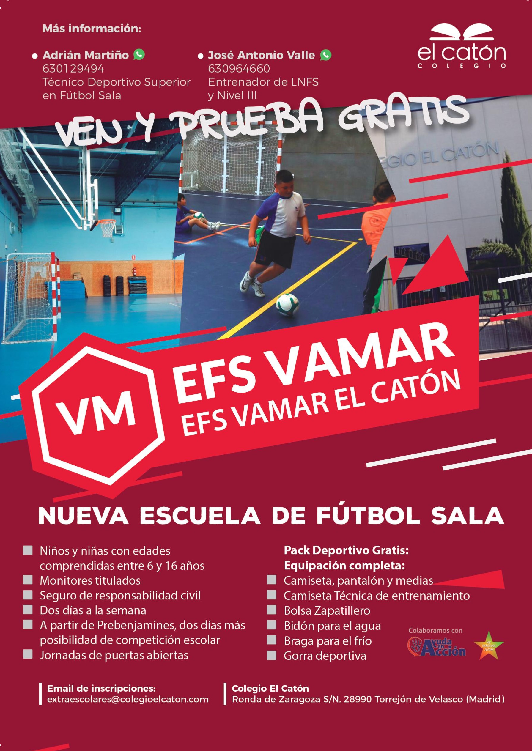 Horarios de la Escuela de Fútbol Sala VaMar El Catón