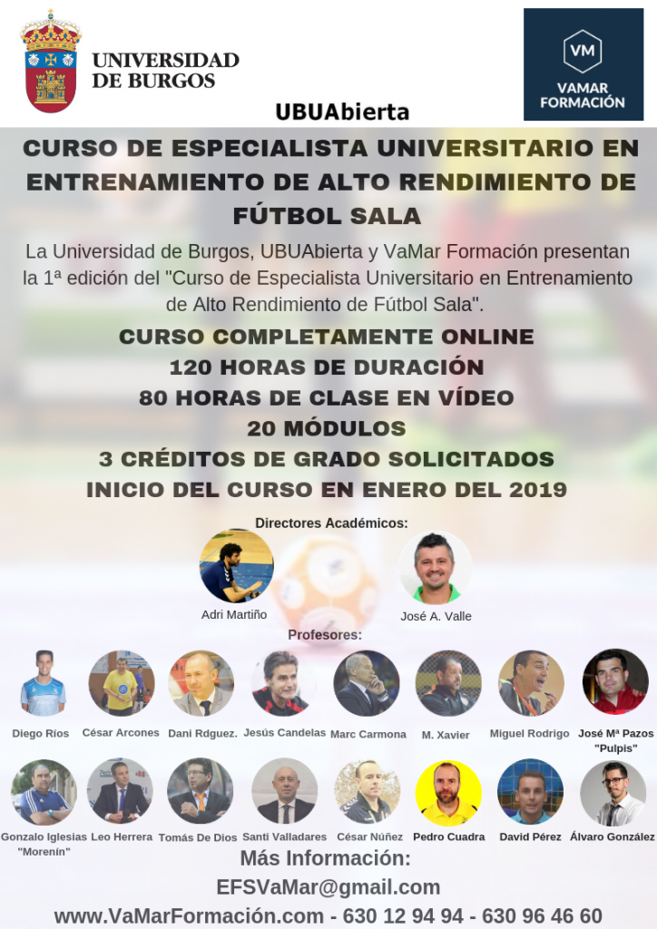 Curso de Especialista universitario en entrenamiento de alto rendimiento de fútbol sala. Curso de Especialista universitario en entrenamiento de alto rendimiento de fútbol sala.