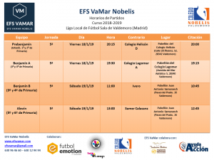 H﻿o﻿r﻿a﻿r﻿i﻿o﻿s﻿ ﻿d﻿e﻿ ﻿l﻿o﻿s﻿ ﻿p﻿a﻿r﻿t﻿i﻿d﻿o﻿s﻿ ﻿d﻿e﻿ ﻿l﻿a﻿ ﻿E﻿F﻿S﻿ ﻿V﻿a﻿M﻿a﻿r﻿ ﻿N﻿o﻿b﻿e﻿l﻿i﻿s﻿