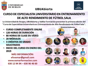 Curso de Especialista universitario en entrenamiento de alto rendimiento de fútbol sala.