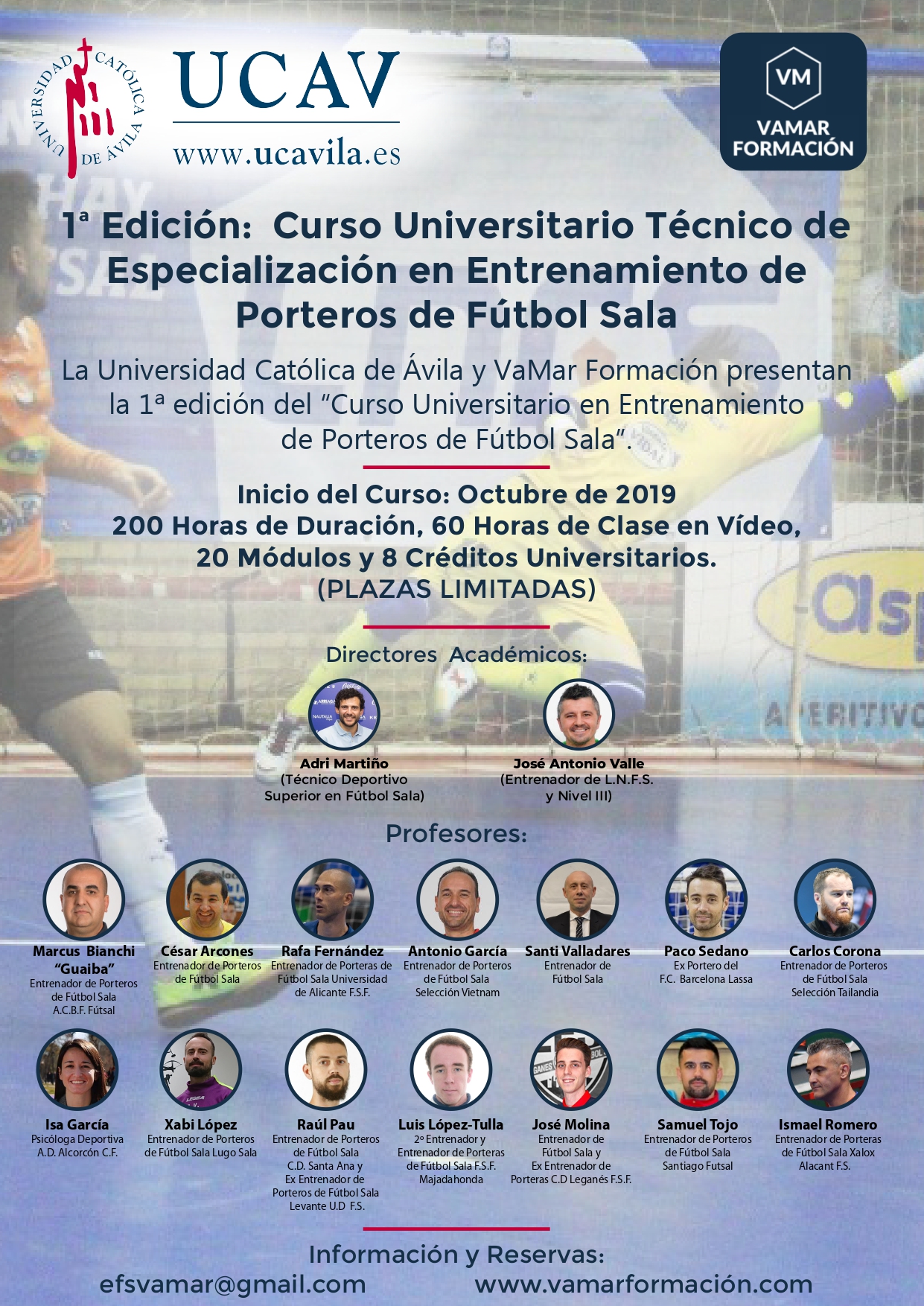 Curso Universitario Técnico de Especialización en Entrenamiento de Porteros de Fútbol Sala