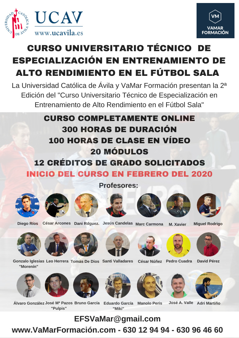 II Edición del “Curso Técnico Universitario de Especialización en el Entrenamiento de Alto Rendimiento de Fútbol Sala”