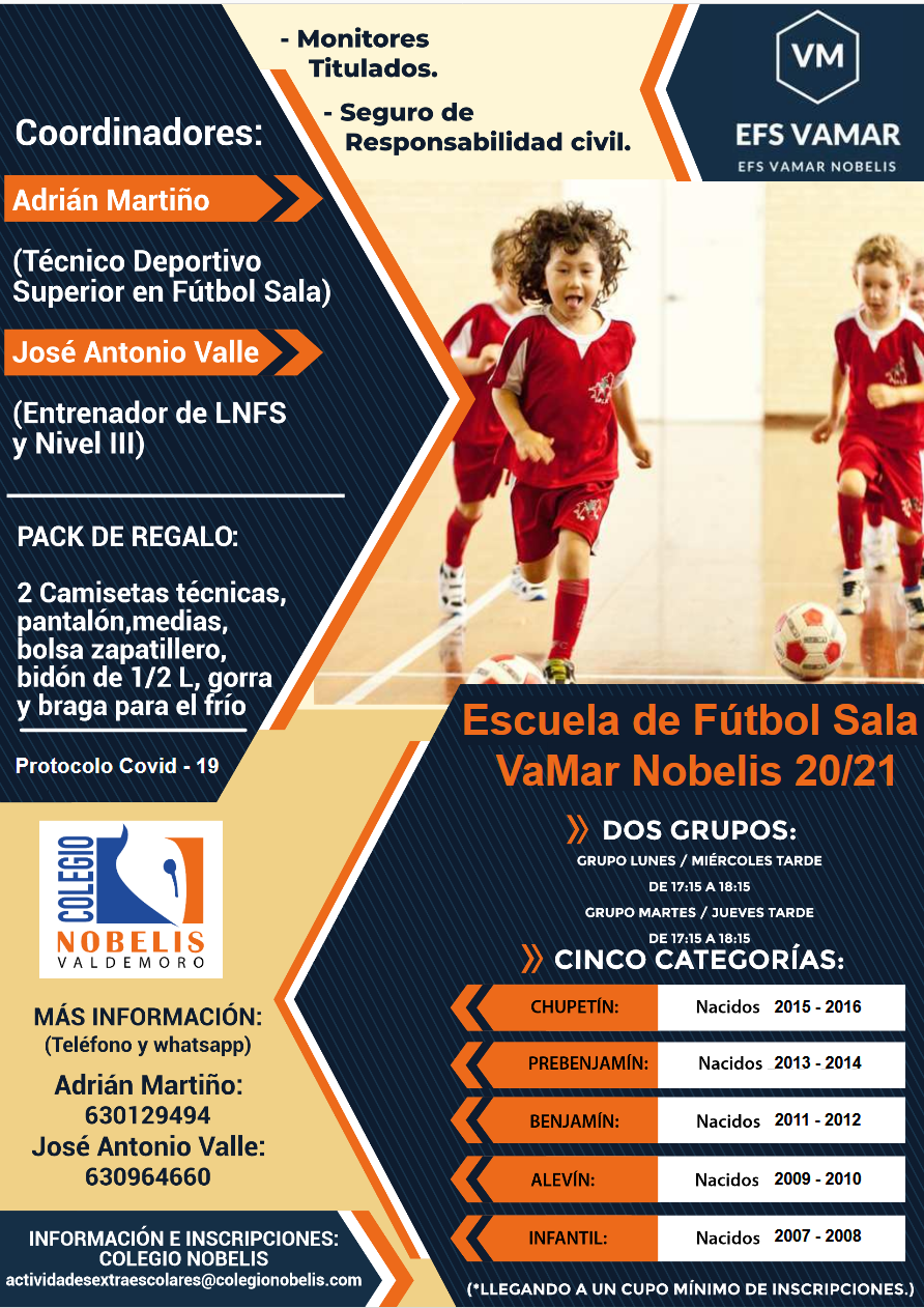 La Escuela de Fútbol Sala VaMar Nobelis inicia sus Sesiones en Octubre